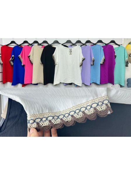 Bluzki damskie wloskie, Size uni ,paczka 6szt,mix kolor
