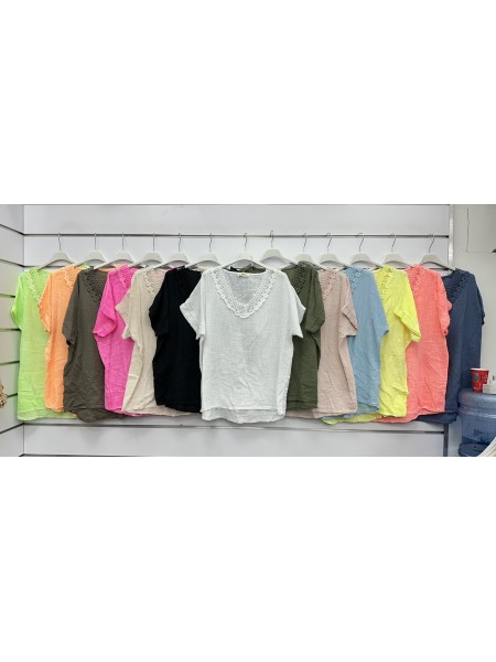 Bluzki damskie wloskie, Size uni ,paczka 6szt,mix kolor