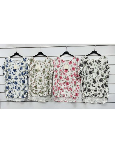 Bluzki damskie wloskie, Size uni ,paczka 6szt,mix kolor