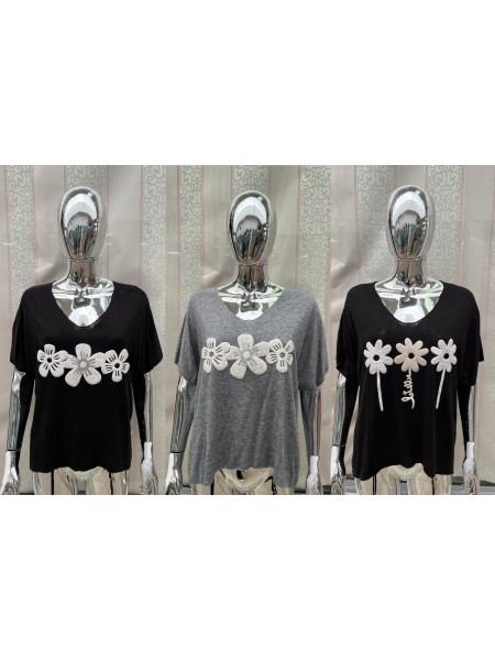 Bluzki damskie wloskie, Size uni ,paczka 6szt,mix kolor