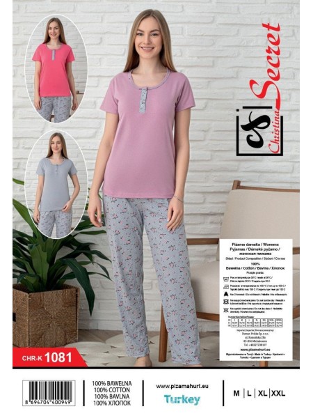 Piżama DAMSKA  tureckie, Size m-2xl,paczka 12szt,mix kolor