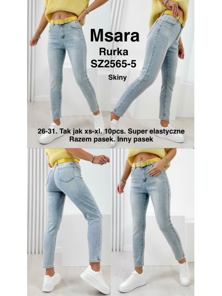 Jeansy damskie Msara ,size 26-31, paczka 10szt,