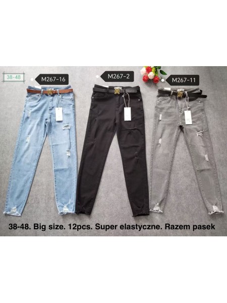 Jeansy damskie  ,size 38-48, paczka 12szt,1 KOLOR