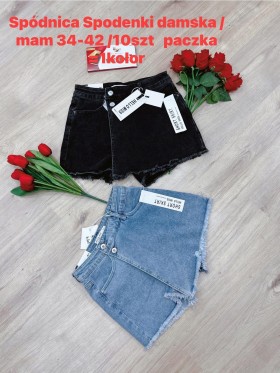 Spódnica krótka jeansowa damska  ,size 34-42 ,paczka 10szt,1 KOLOR