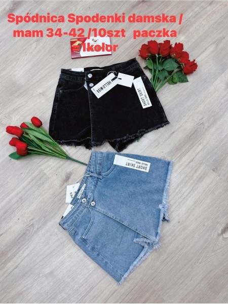 Spódnica krótka jeansowa damska  ,size 34-42 ,paczka 10szt,1 KOLOR