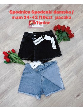 Spódnica krótka jeansowa damska  ,size 34-42 ,paczka 10szt,1 KOLOR