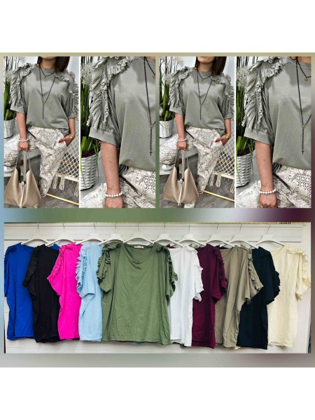 Bluzki damskie wloskie, Size uni,paczka 6szt,mix kolor