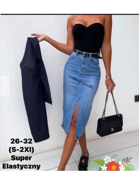 Spódnica długa Jeansowa damska ,size s-2xl, paczka 12szt,
