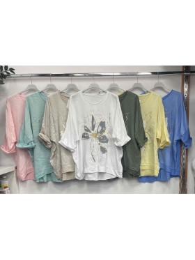 Bluzki damskie Włoskie , Size uni,paczka 6szt,mix kolor