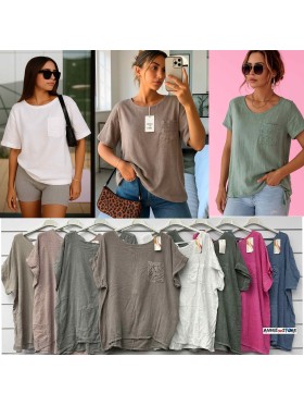 Bluzki damskie Włoskie , Size uni,paczka 6szt,mix kolor