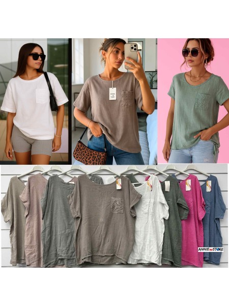 Bluzki damskie Włoskie , Size uni,paczka 6szt,mix kolor