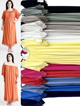 Sukienki Biust do 150cm,długość 123cm damskie Włoskie,size UNI, paczka 6szt,mix kolor