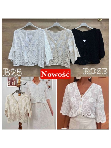 Bluzki damskie Włoskie , Size uni,paczka 6szt,mix kolor