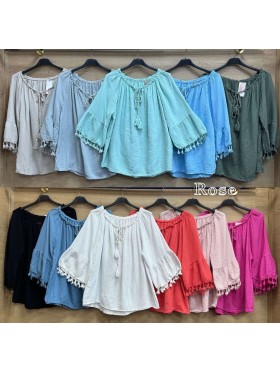 Bluzki damskie Włoskie , Size uni,paczka 6szt,mix kolor