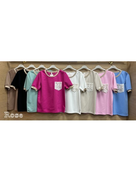 Bluzki damskie Włoskie , Size uni,paczka 6szt,mix kolor