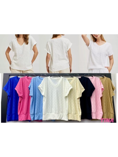 Bluzki damskie Włoskie , Size uni,paczka 6szt,mix kolor