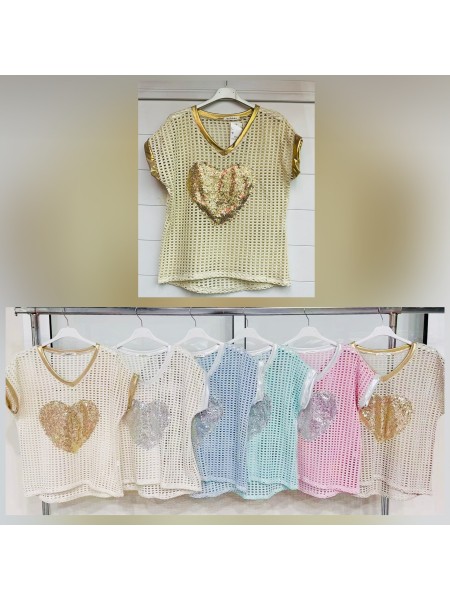 Bluzki damskie Włoskie ,size uni, paczka 6szt,mix kolor