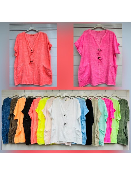 Bluzki damskie Włoskie ,size uni, paczka 6szt,mix kolor