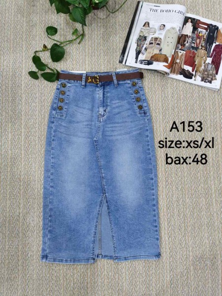 Spódnica długa jeansowa damska ,size XS-XL, paczka 12szt,