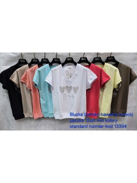 Bluzki damskie Tureckie, size standard ,paczka 12szt mix kolor
