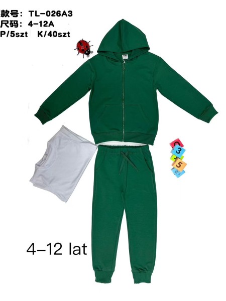 Komplet dzieciece rozm 4-12 lat, paczka 5szt, 1 kolor