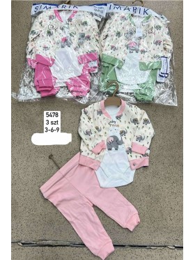 Komplety DZIECIĘCA ,size 3-9m,paczka 3szt,1kolor