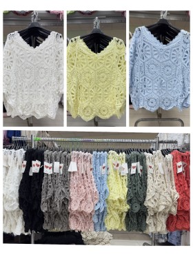 Bluzki damskie wloskie, size uni ,paczka 6szt, mix kolor
