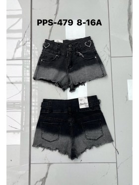 Spodenki jeans dzieciece 8-16 lat, paczka 10szt, 1 kolor