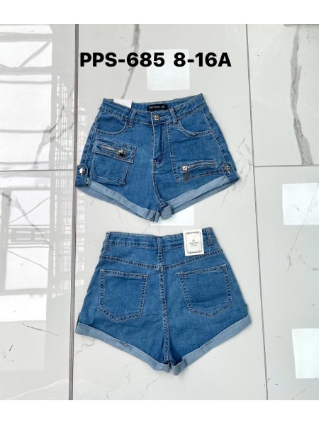 Spodenki jeans dzieciece 8-16 lat, paczka 10szt, 1 kolor