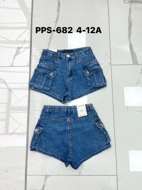 Spodenki jeans dzieciece 4-12 lat, paczka 10szt, 1 kolor