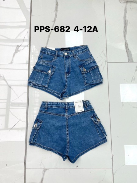 Spodenki jeans dzieciece 4-12 lat, paczka 10szt, 1 kolor