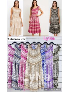 Sukienki damskie Włoskie ,size UNI, paczka 6szt ,mix kolor