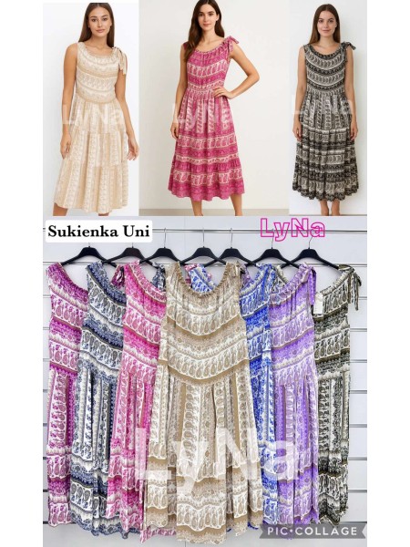 Sukienki damskie Włoskie ,size UNI, paczka 6szt ,mix kolor