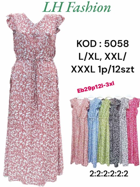 Sukienki damskie  ,size l-3xl, paczka 12szt ,mix kolor