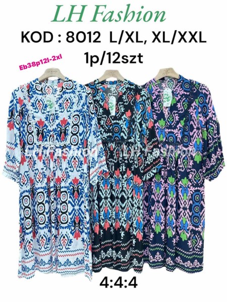Sukienki damskie  ,size l-2xl, paczka 12szt ,mix kolor