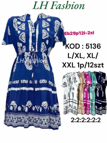 Sukienki damskie  ,size l-2xl, paczka 12szt ,mix kolor