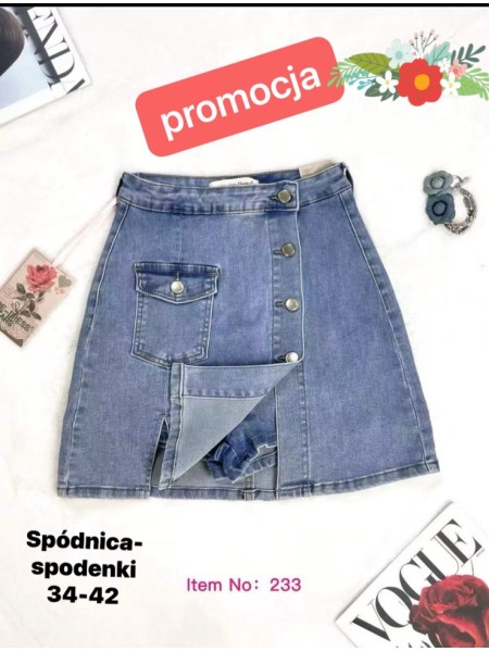 Spódnica krótka jeansowa damska ,size 34-42, paczka 12szt,