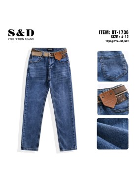 Spodnie jeans dzieciece rozm 4-12 lat, paczka 10szt, 1 kolor