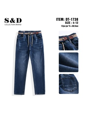 Spodnie jeans dzieciece rozm 4-12 lat, paczka 10szt, 1 kolor