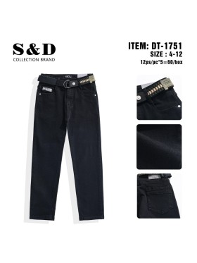 Spodnie jeans dzieciece rozm 4-12 lat, paczka 10szt, 1 kolor