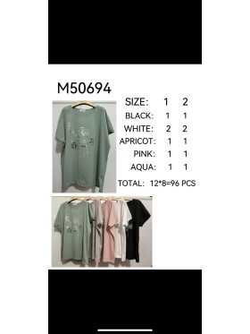 Bluzki damskie ,size l-4xl, paczka 12szt,mix kolor