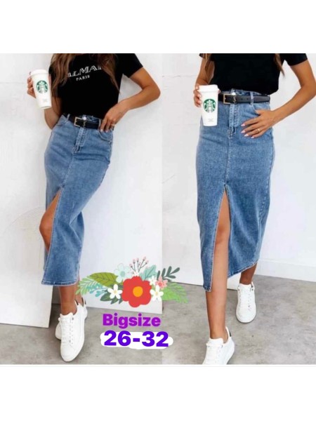 Spódnica długa jeansowa damska ,size 26-32, paczka 12szt,