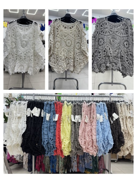 Bluzki damskie wloskie, Size uni,paczka 6szt,mix kolor
