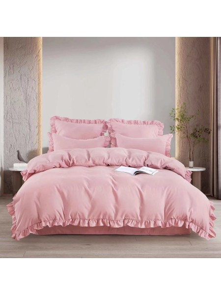 Komplet pościeli z falbanką 100% bawełniane 4 Częściowy Rozmiar :200/220cm