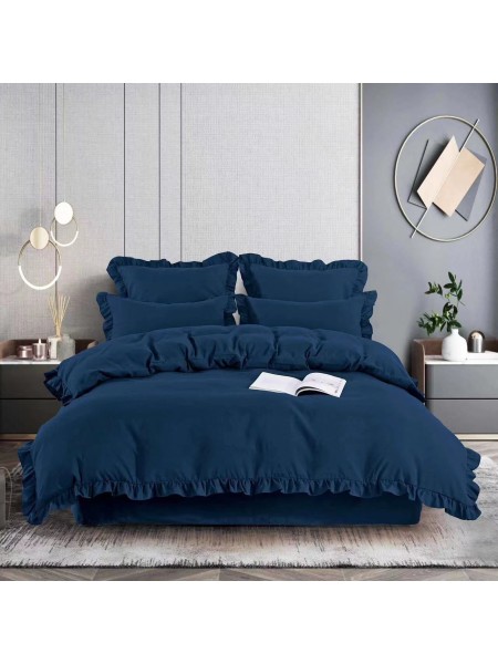 Komplet pościeli z falbanką 100% bawełniane 4 Częściowy Rozmiar :200/220cm