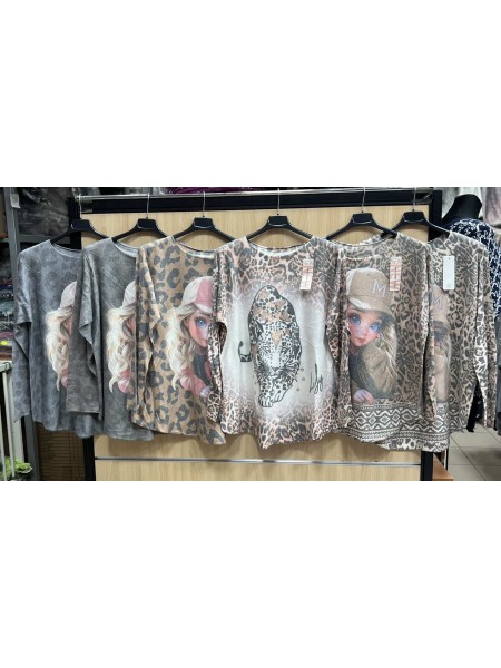 Bluzki damskie , Size uni ,paczka 6szt,mix kolor