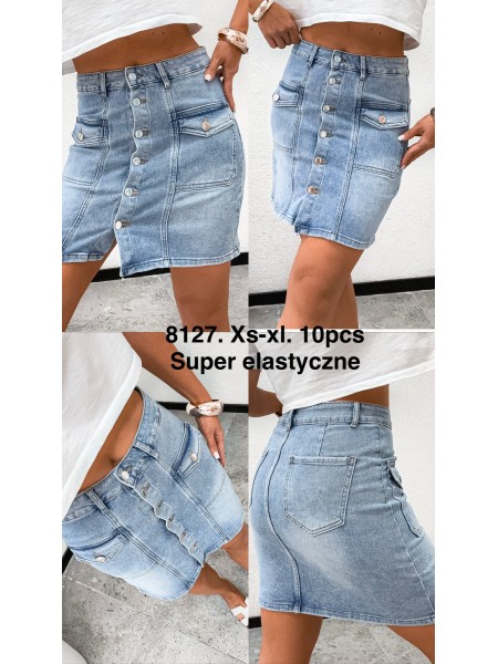 Spódnica krótka jeansowa damska ,size XS-XL, paczka 10szt,