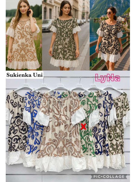 Sukienki damskie wlolskie,size uni ,paczka 6szt, mix kolor