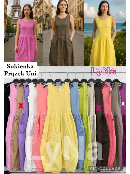 Sukienki damskie wlolskie,size uni ,paczka 6szt, 1 kolor