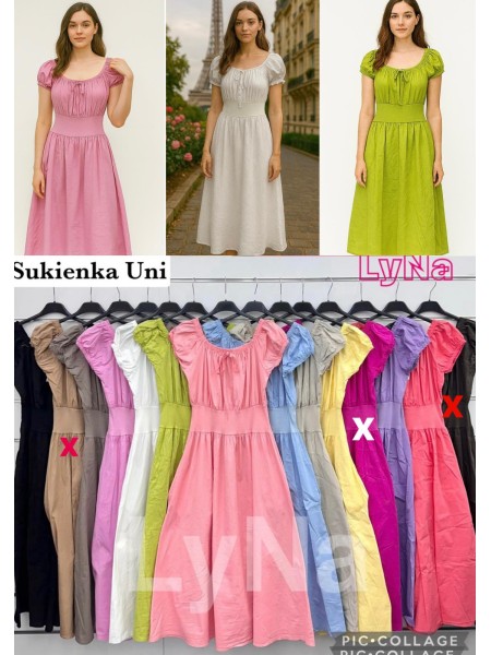 Sukienki damskie wlolskie,size uni ,paczka 6szt, 1 kolor